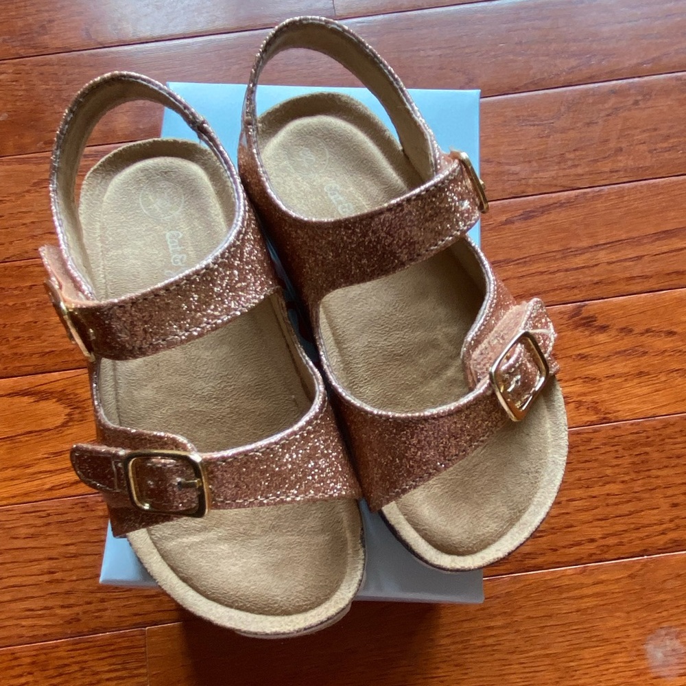 Rose gold footbed sandals